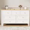 Flieks Kommode mit 360° drehbare Tisch und 7 Schubladen (Tischplatte mit Holzmaserung, 2 St), 2-in-1 Schreibtisch mit Mehrzweckschrank Sideboard weiß&natur Bild 1