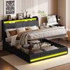 PXloue Stauraumbett Polsterbett Doppelbett, mit LED-Beleuchtung und verstecktem Stauraum,160x200 cm Bild 2