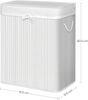 Songmics Wäschekorb mit 2 Fächern, Bambus Weiß, 100 L / 51,5 x 31,5 x 60,5 cm Bild 5