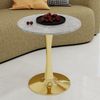 Couchtisch 72*70*70 cm, rund, goldfarben, mit Platte in Kunstmarmor-Optik Bild 2