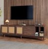TV-Schrank Lowboard 190x40x52 cm, braun mit Rattan & Schubladen, für bis 75 Zoll Bild 3