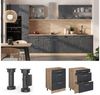 Küchenunterschrank R-Line Schwarz Beton 60 cm ohne Arbeitsplatte Vicco Bild 2