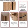 Kommode HWC-P42, Sideboard Schrank Anrichte, 4 Schubladen Staufächer 2 Türen, MDF 92x120x40cm ~ Wotan-Eiche-Optik Bild 2