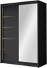 Kleiderschrank mit Goldverzierung Laraso III mit zwei Schwebetüren, Spiegel (Farbe: Schwarz) Bild 2