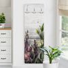 Bilderdepot24 Garderobenpaneel grau Blumen Floral Botanik Holzoptik Bretteroptik Tulpen-Rose Shabby (ausgefallenes Flur Wandpaneel mit Garderobenhaken Kleiderhaken hängend), moderne Wandgarderobe - Flurgarderobe im schmalen Hakenpaneel Design Bild 2
