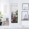 Bilderdepot24 Garderobenpaneel grau Blumen Floral Botanik Holzoptik Bretteroptik Tulpen-Rose Shabby (ausgefallenes Flur Wandpaneel mit Garderobenhaken Kleiderhaken hängend), moderne Wandgarderobe - Flurgarderobe im schmalen Hakenpaneel Design Bild 4