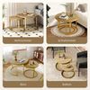 Hiazurm Couchtisch Couchtisch 2er Set mit Marmormuster, Kaffeetisch, Beistelltisch (Satztisch für Wohnzimmer & Büro & Schlafzimme & Balkon, 2er Set), 70x45cm+50x40cm, Rund Bild 3