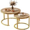 Hiazurm Couchtisch Couchtisch 2er Set mit Marmormuster, Kaffeetisch, Beistelltisch (Satztisch für Wohnzimmer & Büro & Schlafzimme & Balkon, 2er Set), 70x45cm+50x40cm, Rund Bild 4