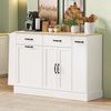 HAUSS SPOLE Sideboard mit Mülleimerfach,Küchenschrank mit Schubladen und Gewürzregal,Weiß (Buffetschrank 133.5×40×86 mit Abfallbehälterfach), für Esszimmer oder Wohnzimmer Bild 2