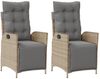 vidaXL Gartensessel mit Fußteil 2 Stk. Verstellbar Poly Rattan 365293 Bild 2