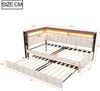 Merax Einzelbett, 90x200cm Polsterbett, Schlafsofa, mit Ausziehbett, LED-Beleuchtung und Ablagefächern am Kopf- und Fußende, Ausgestattet mit USB- und Typ-C-Anschlüssen, Samtstoff Beige Bild 4