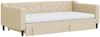 vidaXL Tagesbett Ausziehbar mit Schubladen Creme 100x200 cm Stoff 3197489 Bild 3