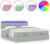vidaXL Ottoman-Bett mit Matratzen & LEDs Hellgrau 180x200 cm Samt 3312923 Bild 5