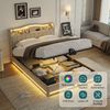 Furnishings Home Polsterbett Stauraumbett LED Doppelbett (1-tlg, Inkl. Komforthöhe Lattenrost, Leises Design Bett), Mit Bettkasten, RGB Beleuchtung, Ladefunktion Bild 2