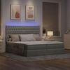 vidaXL Bett mit LED-Lichtleisten Hellgrau 200 x 200 cm Stoff 3372851 Bild 5