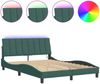 vidaXL Bettgestell mit LED ohne Matratze "Hanko" Dunkelgrün 120x200 cm Samt 3213772 Bild 2