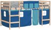 vidaXL Kinderhochbett mit Vorhängen Blau 90x190 cm Massivholz Kiefer 3206974 Bild 4