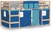 vidaXL Kinderhochbett mit Vorhängen Blau 90x190 cm Massivholz Kiefer 3206974 Bild 3