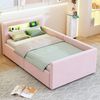 Polsterbett Kinderbett 90x200 cm mit LED-Licht, USB-Anschluss, Stauraum und Samtbezug in Rosa Bild 3