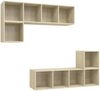 vidaXL 4-tlg. TV-Schrank-Set Sonoma-Eiche Spanplatte [3079811] Bild 2