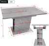 Ausziehbarer Esstisch H 75 x T 130 x B 70 cm mit Stauraum, Grau, Spanplatte/Metall, moderne Betonoptik, Produktmaße siehe Abbildung Bild 5