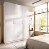 Dmora Kleiderschrank 3 Türen Ales, Kleiderbügel für Schlafzimmer, Kleiderschrank mit 3 Flügeltüren und 2 Schubladen, 150x52h215 cm, Weiß Bild 2