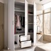 Dmora Kleiderschrank 3 Türen Ales, Kleiderbügel für Schlafzimmer, Kleiderschrank mit 3 Flügeltüren und 2 Schubladen, 150x52h215 cm, Weiß Bild 4