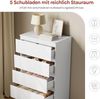 Woltu Kommode (1 St), mit 5 Schublade, weiß, 60x110x37 cm Bild 4