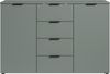 Sideboard >Linz< 2 Türen, 4 Schübe, in Salbei - 135x90x40cm (BxHxT) Bild 4