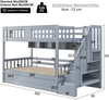 Merax Etagenbett, 90*200cm Jugendbett, Holzbett, Hochbett, Unterbett hydraulisch, Stauraumtreppe, Regale, Grau Bild 4