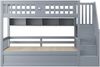 Merax Etagenbett, 90*200cm Jugendbett, Holzbett, Hochbett, Unterbett hydraulisch, Stauraumtreppe, Regale, Grau Bild 5