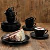 18tlg Kaffeeservice Panther schwarz Steingut 6 Personen Bild 3