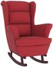 vidaXL Schaukelstuhl Ohrensessel Weinrot Samt und Massivholz 329368 Bild 2