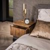 Nachttisch-Set Vagula aus Mangoholz, modern und schwebend, Natur, mit Schublade, Wellen-Design Bild 3