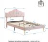 Merax Polsterbett, Samt Doppelbett mit höhenverstellbarem Muschel-Form-Kopfteil 140x190cm, rosa Bild 5