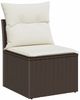 vidaXL Gartensofa-set mit Kissen 9 pcs Braun und Creme Poly-Rattan 3349144 Bild 5