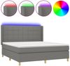 vidaXL Boxspringbett mit Matratze & LED Stoff Dunkelgrau 160x200 cm, Härtegrad: H2 [3138886] Bild 2