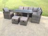 Fimous 9 Sitzer Hoher Rücken Rattan Gartenmöbel-Set Ecksofa mit Black Tempered Glass Esstisch Hocker mit Sessel Bild 2