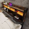 Polsterbett 140x200 cm mit Stauraum-Kopfteil, LED-Beleuchtung und USB- und Type-C-Anschlüssen – Leinen, Grau Bild 5