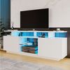 KLAM HOME Lowboard Weißes Lowboard Mit 16-Farbiger LED Beleuchtung (140cm TV Schrank Für Bis Zu 60 Zoll Fernseher), Moderner Aufbewahrungsschrank Mit App-Steuerung Bild 3