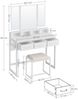 Vasagle Schminktisch mit gepolstertem Hocker, Holzspanplatte weiß, 90 x 40 x 141 cm Bild 5