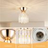 BlingBin Kronleuchter Modern Kristall Deckenleuchte Gold Deckenlampe E27 Fassung, Ø13cm, ohne Leuchtmittel, ohne Glühbirnen, Unterputz-Deckenbeleuchtung für Flur, Schlafzimmer, Wohnzimmer Bild 3