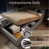 HAUSS SPOLE Schlafsofa 90x200cm mit hydraulischem Stauraum, Leselicht, Ladefunktion, Grau Bild 3