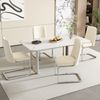 2er-Set Beige Samt Esszimmerstühle mit rautenförmiger Rückenlehne, gepolsterter Sitzfläche und stabilen Metallbeinen für Esszimmer und Wohnzimmer Bild 4