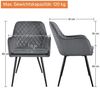 Yaheetech 6er Set Polsterstühle mit Armlehnen und Rautenmuster, Metallgestell, 61 x 55 x 85 cm, Grau Bild 4