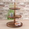 CEPEWA Dekoetagere Etagere Holz 3 Etagen 26x35cm Akazienholz braun Servierplatte Teller Bild 2