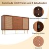 Kommode in Nussbaumoptik mit 2 Türen & 3 Schubladen, 150 x 40 x 90 cm, höhenverstellbarer Fachboden Bild 4