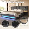 LVHOM Polsterbett 180x200cm mit LED&USB, Doppelbett mit Stauschubladen und Leselampen, Stauraumbett Samtstoff, Grau Bild 3