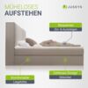 Juskys Boxspringbett Detroit 180x200 cm - Hochwertiger Chenille Stoff, inklusive Topper, komfortable Einstiegshöhe - Beige Bild 3