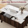 FUROKOY Couchtisch Höhenverstellbarer Kaffeetisch Sofatisch mit Verstecktem Stauraum, Wohnzimmertisch mit Tischplatte in Marmoroptik,Walnussholzfarbe Bild 2
